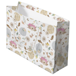 Roze Pompoen Herfst Floral Gift Bag Groot Cadeauzakje