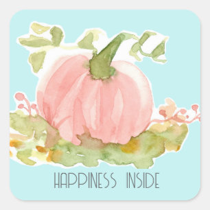 Roze Pompoen Herfst Geluk Binnen Vierkante Sticker