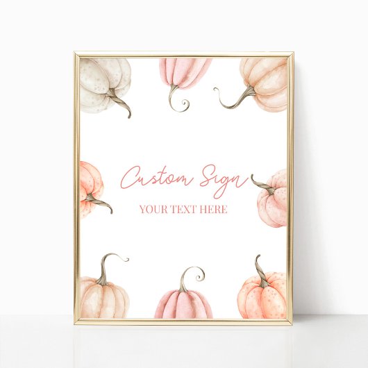 Roze Pompoen Herfst Herfst Custom Party Sign Poster