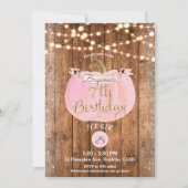 Roze Pompoen Herfst Rustiek Hout Lichten 7e Verjaa Kaart (Voorkant)