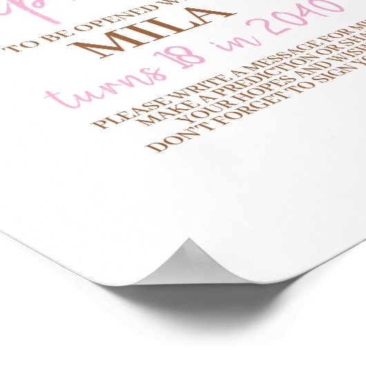 Roze Pompoen Herfst Verjaardag Party Time Capsule Poster (Hoek)