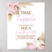 Roze Pompoen Herfst Verjaardag Party Time Capsule Poster (Voorkant)