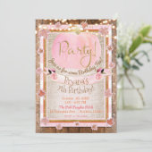 Roze pompoen herfst verlaat rustieke verjaardagsfe kaart (Staand voorkant)