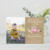 Roze Pompoen Leeftijd Aangepast Verjaardagsfeest F Kaart (Staand voorkant)