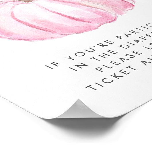 Roze Pompoen Luier Raffle Baby shower Spel Poster (Hoek)