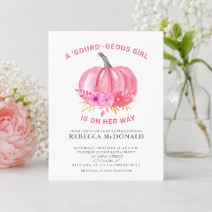 Roze Pompoen Meisje Baby Shower Uitnodiging