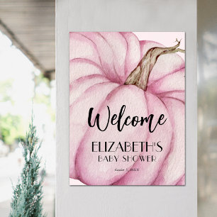 Roze Pompoen Meisje Baby shower Welkom Poster