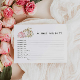 Roze Pompoen Meisje Baby shower Wensen voor Baby K Briefkaart