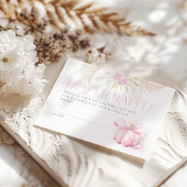 Roze Pompoen Meisje Bloemen Bow Baby shower Luier Informatiekaartje