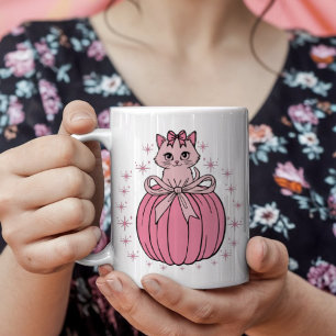 Roze pompoen met Schattigee kat Koffiemok