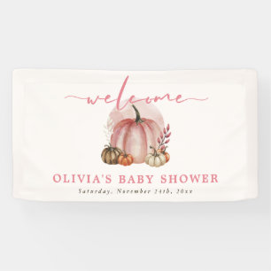 Roze pompoen op haar weg Meisje Baby shower Welkom Spandoek