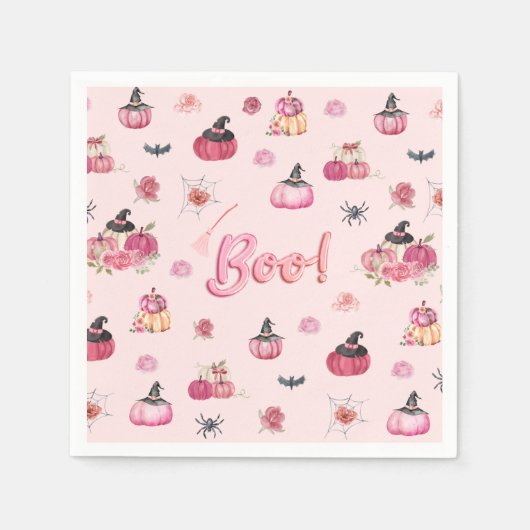 Roze pompoen papier Bord servetten (Voorkant)