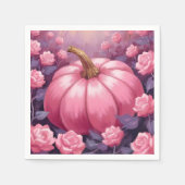 Roze Pompoen Roos Bloemen Halloween Thanksgiving Servet (Voorkant)