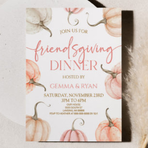 Roze Pompoen Thanksgiving Friendsgiving Diner Kaart