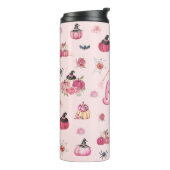 Roze Pompoen Thermische Tumbler Thermosbeker (Gedraaid links)