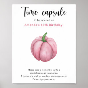 Roze Pompoen Time Capsule 1e verjaardag Poster