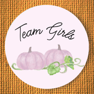 Roze pompoen tweeling gender onthullen Team Girl Ronde Sticker