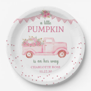 Roze Pompoen Vrachtwagen Baby shower Papier Bord