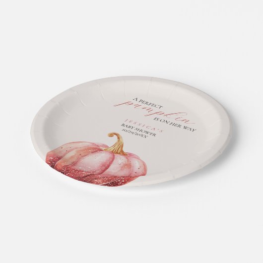 Roze pompoenen Baby shower Papieren Bordje (Gekanteld)