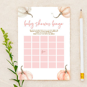 Roze Pompoenen Herfst Bingo Baby shower Spel