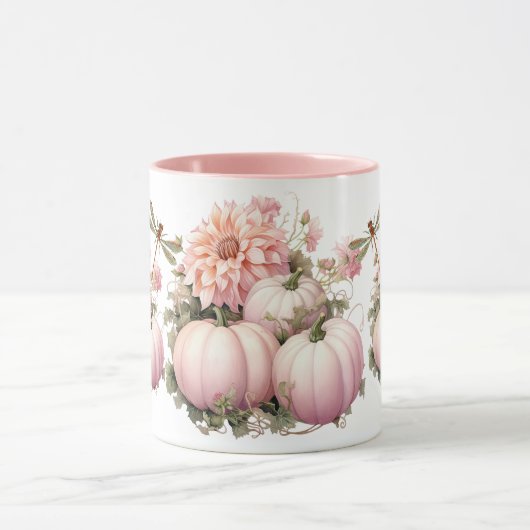 Roze pompoenen & libellen mok (Midden)