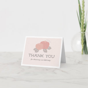 Roze Pompoenen Meisje Baby shower Bedankkaart