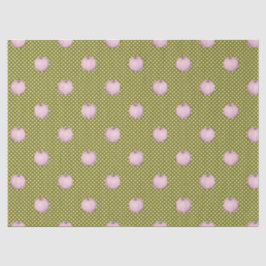 Roze Pompoenen Sage Groene Schattigee Polka Dots Tissuepapier