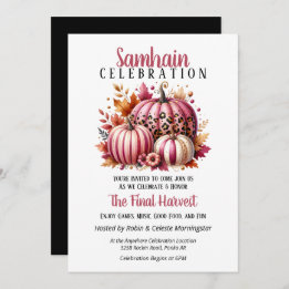 Roze Pompoenen Samhain Oogst Halloween Party Kaart