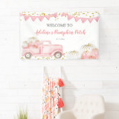 Roze pompoenpompoenwagen Birthday Banner (Insitu)
