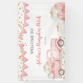 Roze pompoenpompoenwagen Birthday Banner (Verticaal)