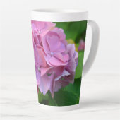 Roze Pompom Hydrangea Hortensia Bloem Latte Mok (Rechterhoek)