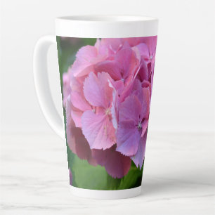 Roze Pompom Hydrangea Hortensia Bloem Latte Mok