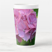 Roze Pompom Hydrangea Hortensia Bloem Latte Mok (Voorkant)