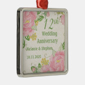 Roze pony 12th Wedding Jubileum Ornament (Rechts)