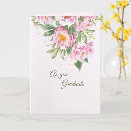 Roze pony-Afstuderen Kaart (Gele Bloem)