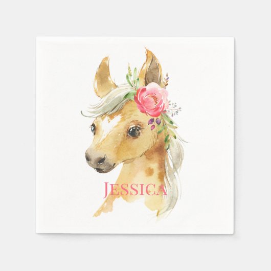 Roze Pony Baby shower Servet (Voorkant)