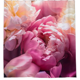 Roze pony-bloemen als florale kunstachtergrond, bo douchegordijn