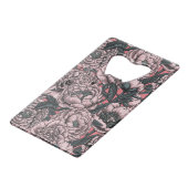 Roze pony-bloemen en -moten kredietkaart flessenopener (Achterkant Gekanteld)