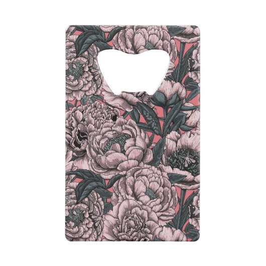 Roze pony-bloemen en -moten kredietkaart flessenopener (Achterkant)