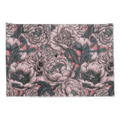 Roze pony-bloemen en -moten kussensloop (Achterkant-Rechts)