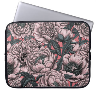 Roze pony-bloemen en -moten laptop sleeve