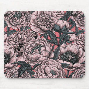 Roze pony-bloemen en -moten muismat