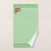Roze pony-bloemen en olijfgroen bad handdoek (Handdoek)