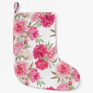 Roze pony bloemen naadloos patroon kleine kerstsok