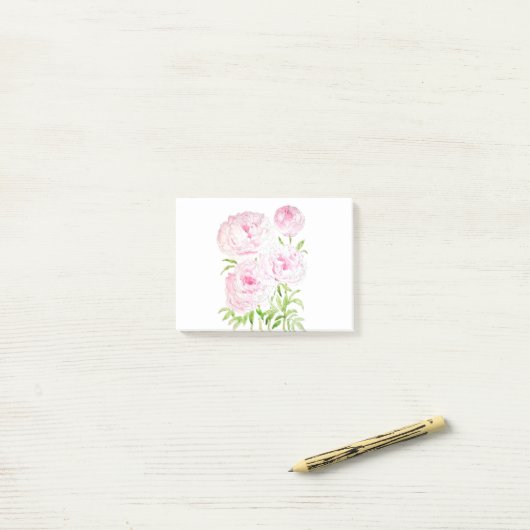 roze pony bloemen waterverf en inkt post-it® notes (Op bureau)