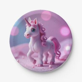 Roze Pony Eenhoorn Papier Borden Papieren Bordje