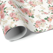 Roze Pony Flower Floral Pattern Cadeaupapier (Rol Hoek)