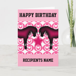 Roze Pony gepersonaliseerde verjaardag Kaart voor
