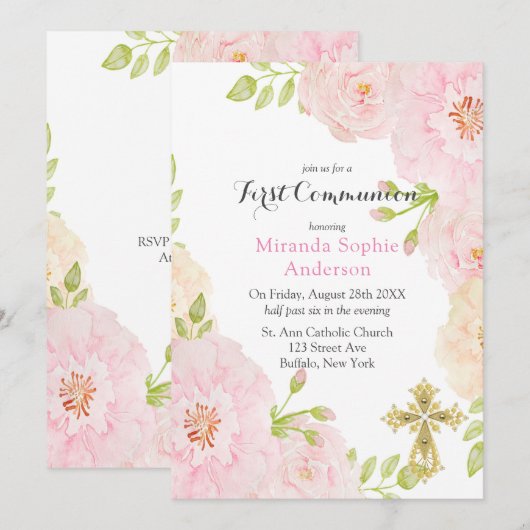 Roze pony Gold Cross First Community Kaart (Voorkant / Achterkant)