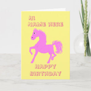 Roze Pony, Meisjes Verjaardag Kaart